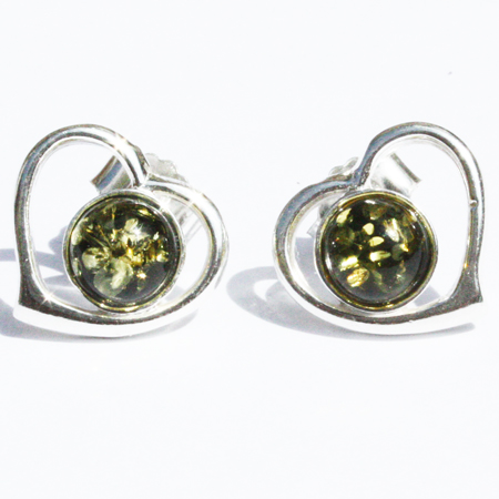 Amber Silver Green Studs 038