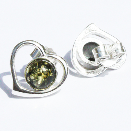 Amber Silver Green Studs 038