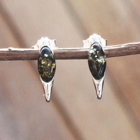 Amber Silver Green Studs 146