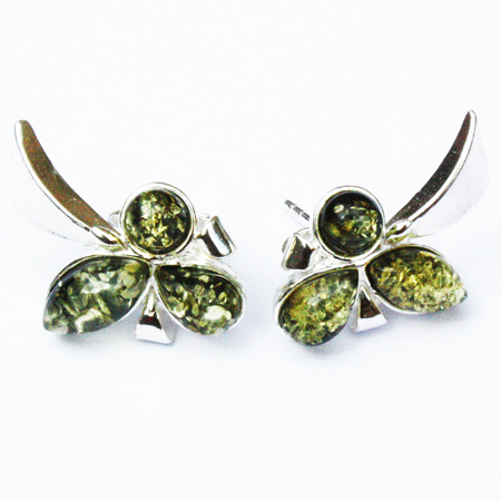 Amber Silver Green Studs 148