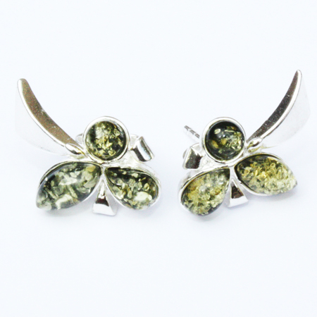 Amber Silver Green Studs 148