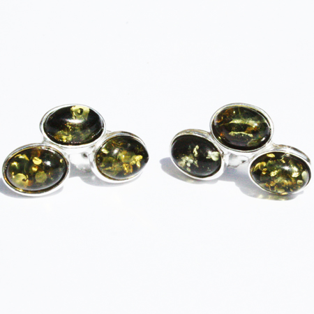 Amber Silver Green Studs 168