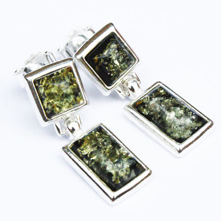 Amber Silver Green Studs 170 