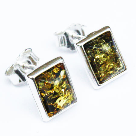 Amber Silver Green Studs 192 