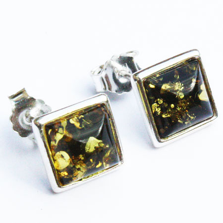 Amber Silver Green Studs 218 