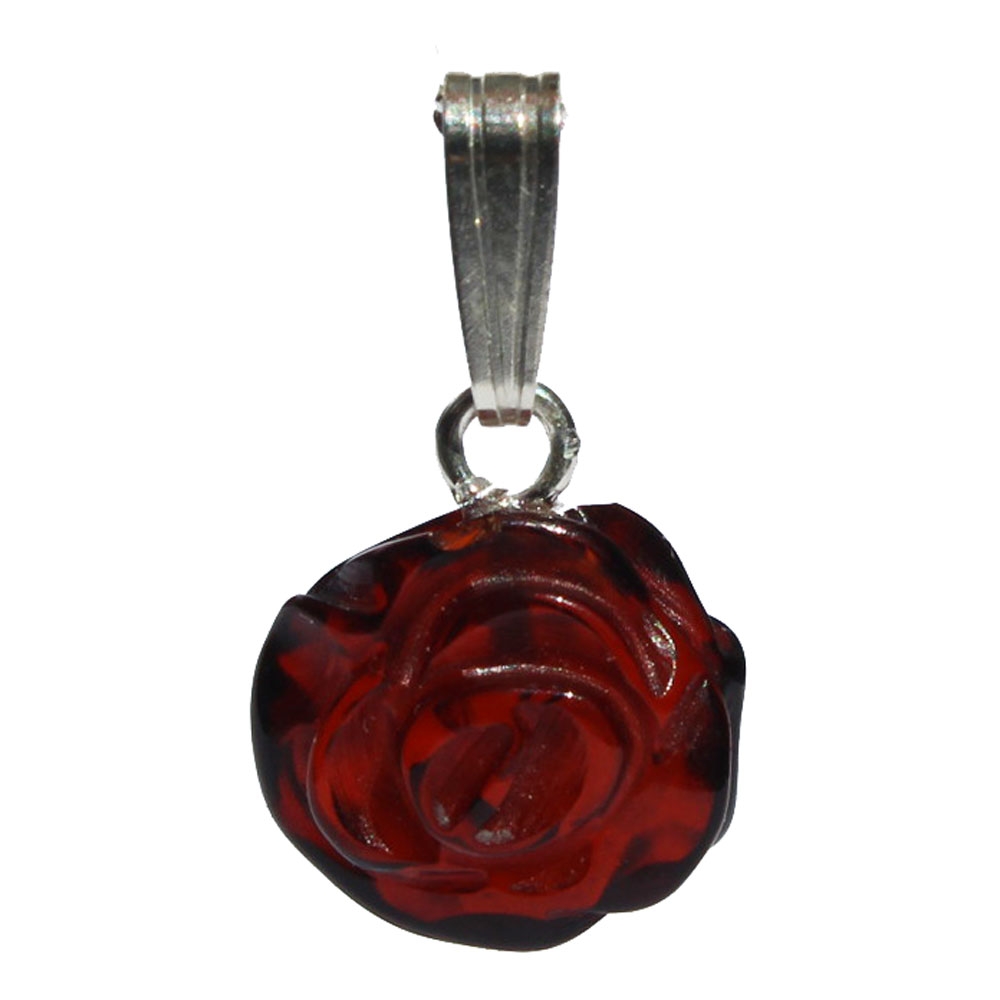 Cherry Amber Rose Pendant