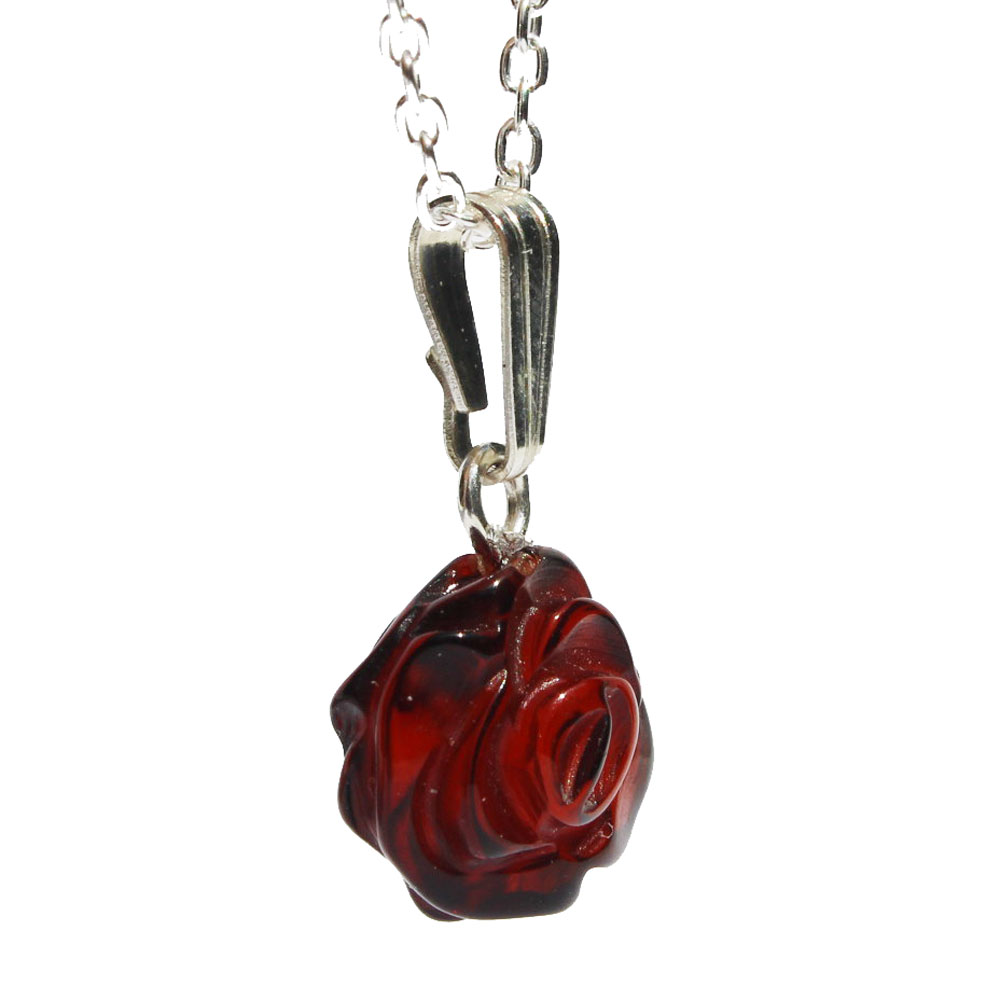 Cherry Amber Rose Pendant