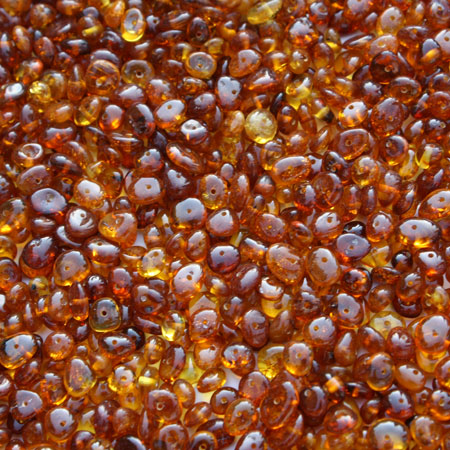 Small Cognac Amber roundish beads