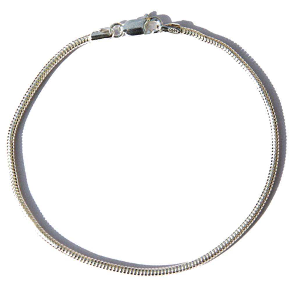 Silver round snake bracelet 7.5 inch