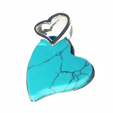 Blue Turquoise Heart Pendant