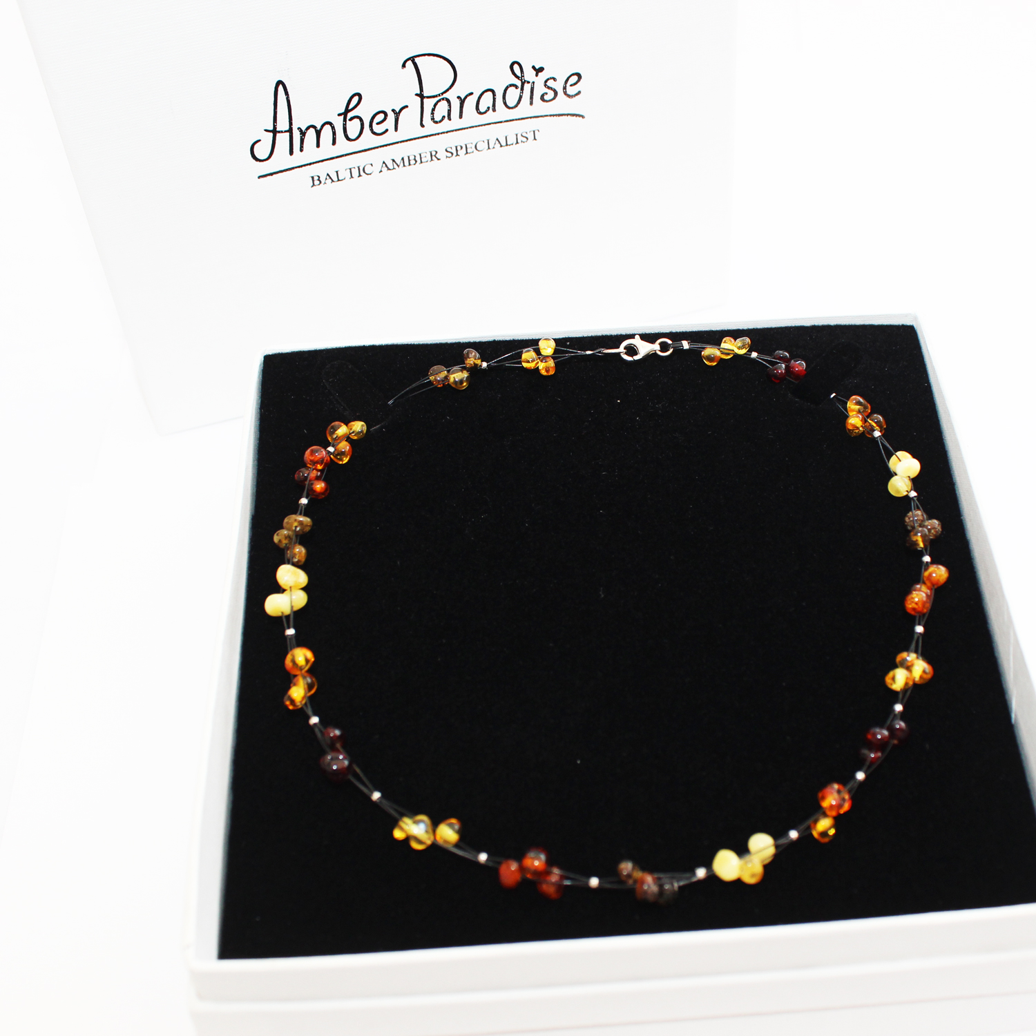 Twisted Amber Charm Necklace 